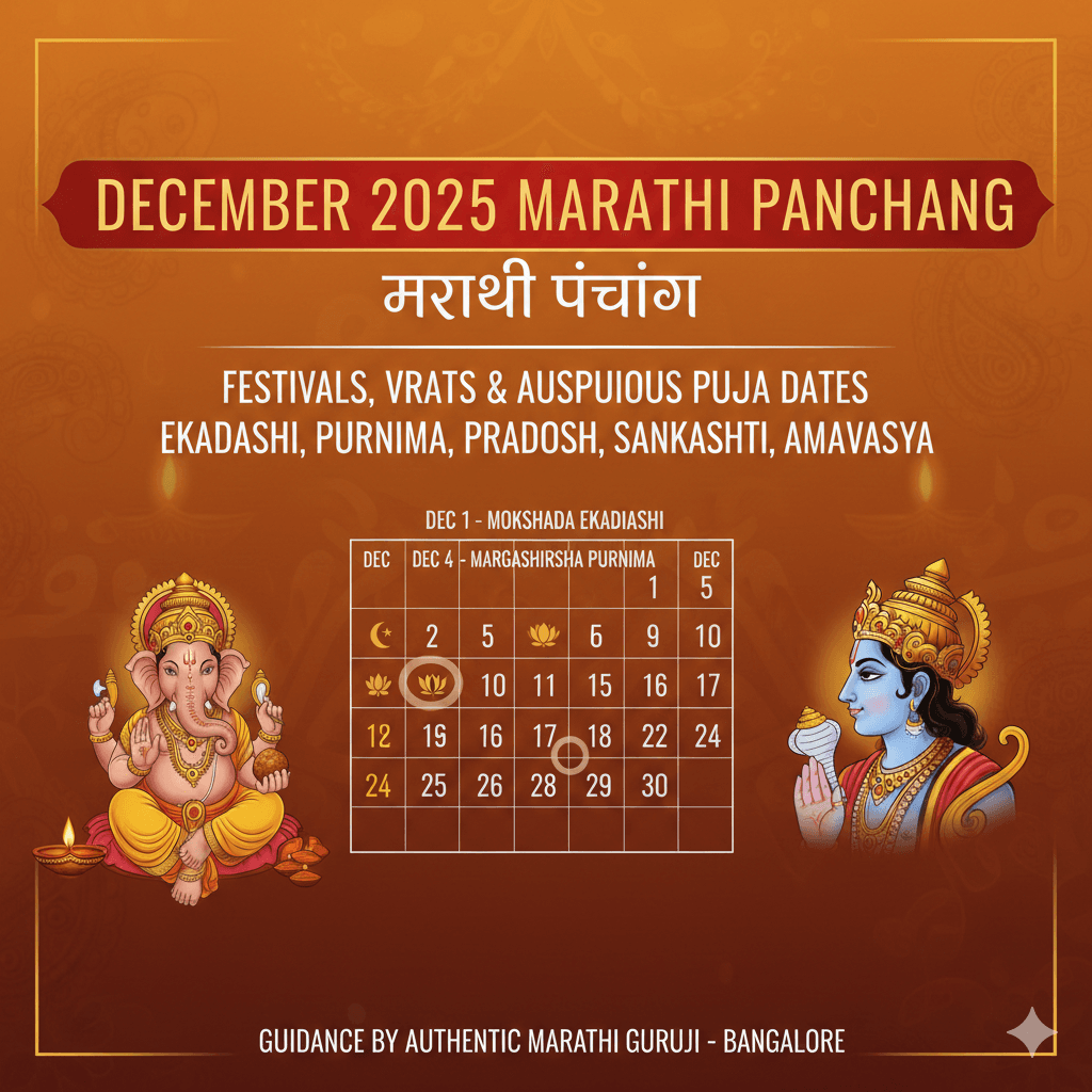 Cover Image for December 2025 Marathi Panchang: Festivals, Vrats, Ekadashi, Purnima & Auspicious Puja Dates